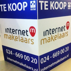 Promotie woning, te koop bord van Internetmakelaars Nijmegen